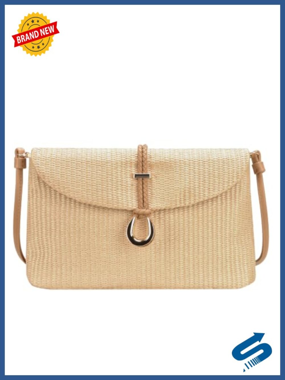 Raffia Straw Woven Clutch Evening Bag Convertible Crossbody